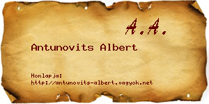 Antunovits Albert névjegykártya