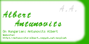 albert antunovits business card